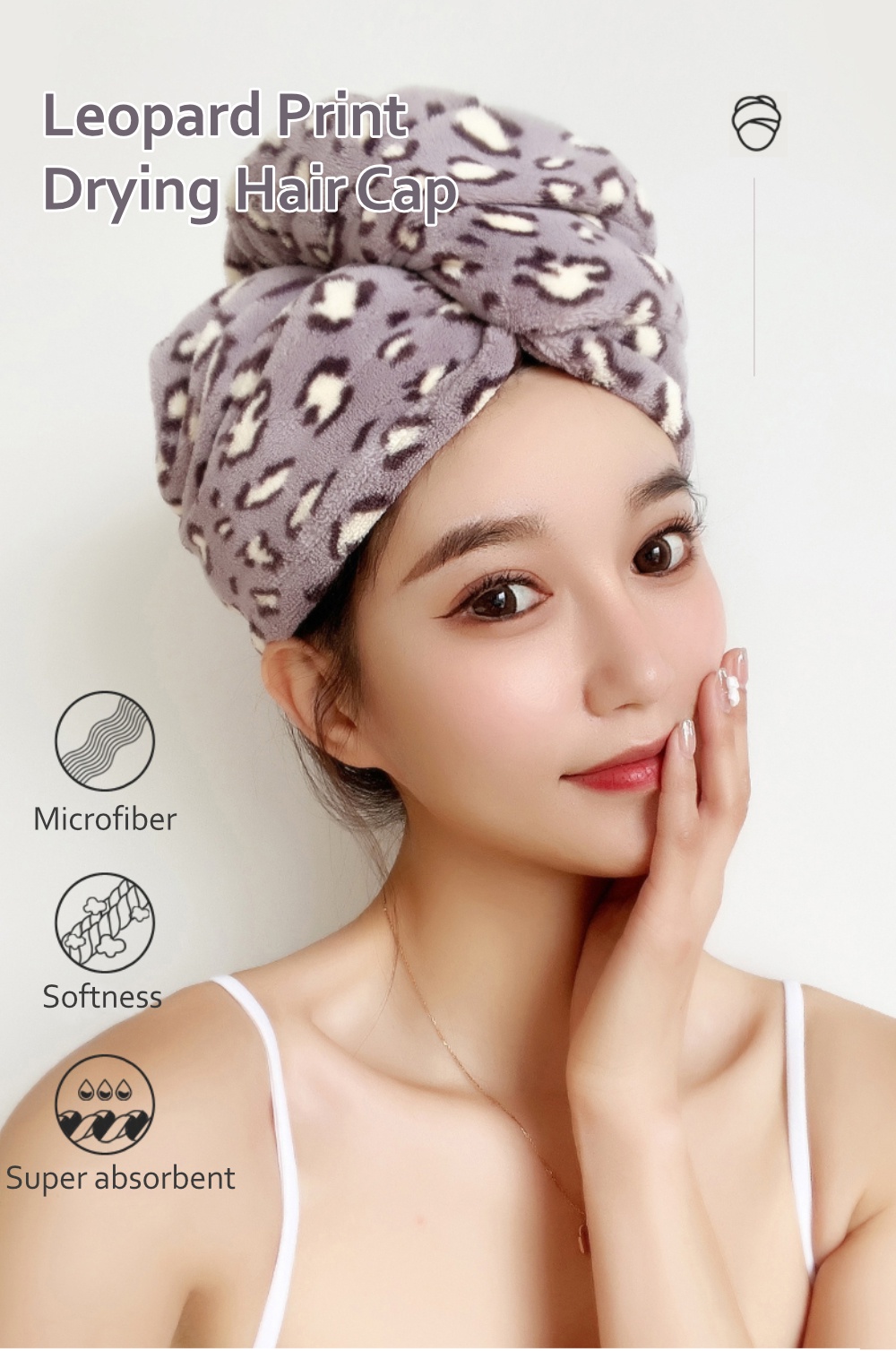 Leopard Print Drying Hair Cap-1